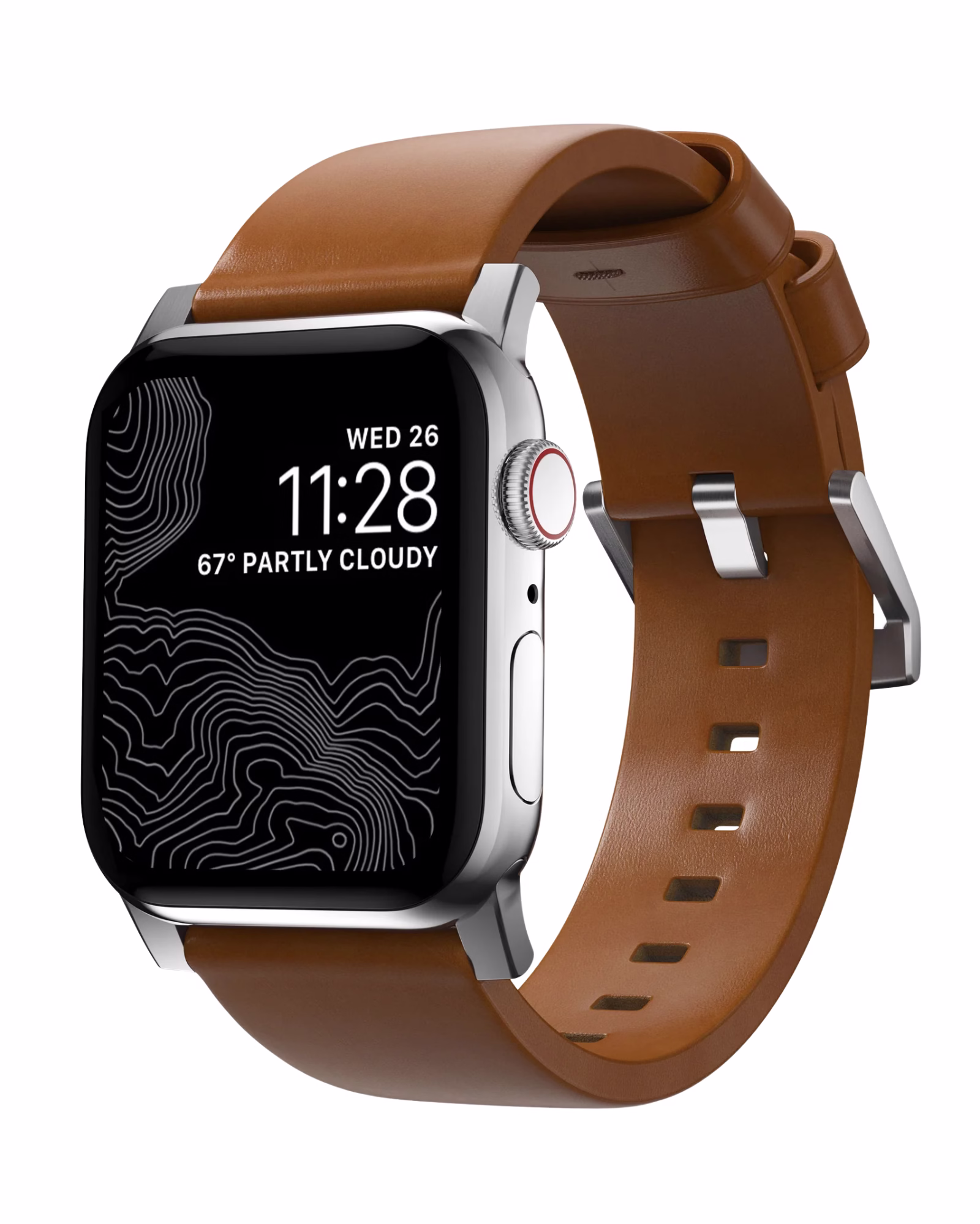 Ремінець Nomad Modern Leather Band Silver Hardware English Tan 46mm/49mm (NM01805885)